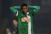 2 November 2016; A dejected Chiedozie Ogbene of Cork City after the final whistle in the UEFA Youth League match between Cork City and AS Roma at Turners Cross in Cork. Photo by Eóin Noonan/Sportsfile