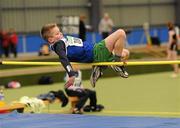 19 March 2011; Aaron Commons, from Claremorris, in action during the U12 Boys High Jump. Woodie’s DIY National Juvenile Indoor Championships, Meadowbank Indoor Arena, Magherafelt, Derry. Picture credit: Oliver McVeigh / SPORTSFILE