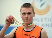 19 March 2011; U18 Boys 1500m winner Seamus Hogan, Nenagh Olympic AC, Co. Tipperary. Woodie’s DIY National Juvenile Indoor Championships, Meadowbank Indoor Arena, Magherafelt, Derry. Picture credit: Oliver McVeigh / SPORTSFILE