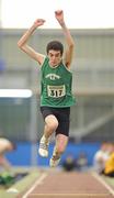 19 March 2011; Sean Archer, Ferrybank AC, Co. Waterford, in action during the U19 Boys Triple jump. Woodie’s DIY National Juvenile Indoor Championships, Meadowbank Indoor Arena, Magherafelt, Derry. Picture credit: Oliver McVeigh / SPORTSFILE