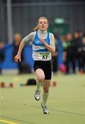 19 March 2011; Ava Murphy, St. Lawerence O'Tooles, Co. Carlow, on her way to winning the U14 Girls 60m. Woodie’s DIY National Juvenile Indoor Championships, Meadowbank Indoor Arena, Magherafelt, Derry. Picture credit: Oliver McVeigh / SPORTSFILE