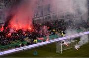 6 November 2016; Dundalk supporters light flares before the Irish Daily Mail FAI Cup Final match between Cork City and Dundalk at Aviva Stadium in Lansdowne Road, Dublin. Photo by Stephen McCarthy/Sportsfile