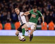 6 November 2016; Steven Beattie of Cork City in action against Daryl Horgan of Dundalk during the Irish Daily Mail FAI Cup Final match between Cork City and Dundalk at Aviva Stadium in Lansdowne Road, Dublin. Photo by Eóin Noonan/Sportsfile