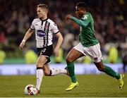 6 November 2016; Dane Massey of Dundalk in action against Chiedozie Ogbene of Cork City during the Irish Daily Mail FAI Cup Final match between Cork City and Dundalk at Aviva Stadium in Lansdowne Road, Dublin. Photo by Seb Daly/Sportsfile