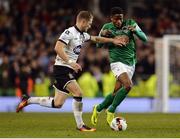 6 November 2016; Chiedozie Ogbene of Cork City in action against Dane Massey of Dundalk during the Irish Daily Mail FAI Cup Final match between Cork City and Dundalk at Aviva Stadium in Lansdowne Road, Dublin. Photo by Eóin Noonan/Sportsfile