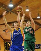 24 March 2011; Enda Walsh, Calasanctius College, Oranmore, Co. Galway, in action against Darragh Jones, Castleisland Community College, Castleisland, Co. Kerry. Basketball Ireland Boys U19A Schools League Final, Calasanctius College, Oranmore, Co. Galway v Castleisland Community College, Castleisland, Co. Kerry, National Basketball Arena, Tallaght, Co. Dublin. Picture credit: Barry Cregg / SPORTSFILE