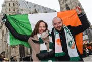 11 November 2016; Republic of Ireland supporters Lena Anderson and Gary Boland, from Dublin, ahead of the FIFA World Cup Group D Qualifier match between Austria and Republic of Ireland in Vienna, Austria. Photo by David Maher/Sportsfile