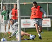 28 March 2011; Republic of Ireland's Keith Fahey, right, in action against team-mate Darren O'Dea during squad training ahead of their International Friendly against Uruguay on Tuesday night. Republic of Ireland Squad Training, Gannon Park, Malahide, Co. Dublin. Picture credit: David Maher / SPORTSFILE