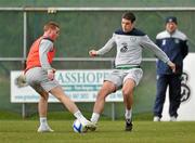 28 March 2011; Republic of Ireland's James McCarthy, left, in action against team-mate Darren O'Dea during squad training ahead of their International Friendly against Uruguay on Tuesday night. Republic of Ireland Squad Training, Gannon Park, Malahide, Co. Dublin. Picture credit: David Maher / SPORTSFILE