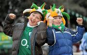 29 March 2011; Republic of Ireland supporters Patrick Keyes, left, and Liam Butler, from Rathfarnham, Co. Dublin, at the game. International Friendly, Republic of Ireland v Uruguay, Aviva Stadium, Lansdowne Road, Dublin. Photo by Sportsfile