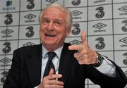 30 March 2011; Republic of Ireland manager Giovanni Trapattoni speaking during a press conference following last night's international friendly game against Uruguay. Republic of Ireland Press Conference, Clarion Hotel, Dublin Airport, Dublin. Picture credit: David Maher / SPORTSFILE