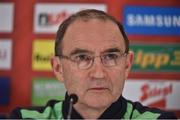 11 November 2016; Martin O'Neill manager of Republic of Ireland speaking during a press conference at the Ernst Happel Stadium in Vienna, Austria. Photo by David Maher/Sportsfile