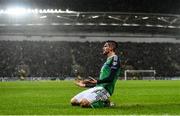 11 November 2016; Kyle Lafferty of Northern Ireland celebrates scoring his side's first goal during the FIFA World Cup Group C Qualifier match between Northern Ireland and Azerbaijan at the National Football Stadium at Windsor Park in Belfast. Photo by Ramsey Cardy/Sportsfile