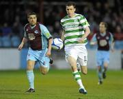 1 April 2011; Ciaran Kilduff, Shamrock Rovers, in action against John Lester, Drogheda United. Airtricity League Premier Division, Drogheda United v Shamrock Rovers, Hunky Dory Park, Drogheda, Co. Louth. Picture credit: Matt Browne / SPORTSFILE