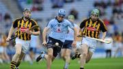 2 April 2011; Daire Plunkett, Dublin, in action against John Dalton, left, and Conor Fogarty, Kilkenny. Allianz Hurling League Division 1 Round 6, Dublin v Kilkenny, Croke Park, Dublin. Picture credit: Ray McManus / SPORTSFILE