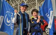 2 April 2011; Leinster Supporters Patrick Whelan, aged 8, left, and Harry Whelan, aged 6, from Blackrock, Dublin. Celtic League, Munster v Leinster, Thomond Park, Limerick. Picture credit: Diarmuid Greene / SPORTSFILE