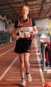 2 April 2011; Lucy Langley, Mullingar Harriers, Co. Westmeath, in action in the U-14 Girl's 1000m race during the Woodie’s DIY Juvenile Indoor Championships. Nenagh Indoor Stadium, Nenagh, Co. Tipperary. Picture credit: Barry Cregg / SPORTSFILE