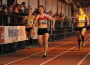 2 April 2011; Sarah Murray, Fingallians A.C., Dublin, comes to the finish to win the U-19 Girl's 200m during the Woodie’s DIY Juvenile Indoor Championships. Nenagh Indoor Stadium, Nenagh, Co. Tipperary. Picture credit: Barry Cregg / SPORTSFILE