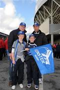 2 April 2011; Leinster Supporters Iarlaith and Robert Mongey, from Blackrock, Dublin, left, Jonathan and Michael Lowey, from Killiney, Dublin. Celtic League, Munster v Leinster, Thomond Park, Limerick. Picture credit: Stephen McCarthy / SPORTSFILE