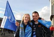 2 April 2011; Leinster Supporters Eimear Coffey and Emmett Powell, from Tullow, Co. Carlow. Celtic League, Munster v Leinster, Thomond Park, Limerick. Picture credit: Stephen McCarthy / SPORTSFILE