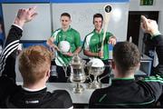 17 November 2016; Dublin footballer Eoghan O'Gara and Kilkenny hurler Cillian Buckley during the launch of the Top Oil sponsorship of the Leinster GAA Schools Senior Championships at St. Vincent's CBS, Dublin. Photo by Cody Glenn/Sportsfile