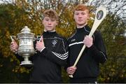 17 November 2016; Defending champion hurlers Martin Keoghan, and Adrian Mullen, from St. Kieran's College Kilkenny, during the launch of the Top Oil sponsorship of the Leinster GAA Schools Senior Championships at St. Vincent's CBS, Dublin. Photo by Cody Glenn/Sportsfile