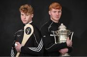 17 November 2016; Defending champion hurlers Martin Keoghan, left, and Adrian Mullen, from St. Kieran's College, Kilkenny, during the launch of the Top Oil sponsorship of the Leinster GAA Schools Senior Championships at St. Vincent's CBS, Dublin. Photo by Cody Glenn/Sportsfile