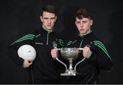 17 November 2016; Defending champion footballers Davy Keogh, left, and Tom Keane, from St. Benildus College, Dublin during the launch of the Top Oil sponsorship of the Leinster GAA Schools Senior Championships at St. Vincent's CBS, Dublin. Photo by Cody Glenn/Sportsfile