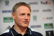 7 April 2011; Leinster head coach Joe Schmidt speaking during a press conference ahead of their Heineken Cup Quarter-Final match against Leicester Tigers on Saturday. Leinster Rugby Press Conference, David Lloyd Riverview, Clonskeagh, Co. Dublin. Picture credit: Barry Cregg / SPORTSFILE