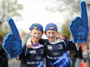9 April 2011; Leinster supporters Cael, age 7, and Victoria Shanders, age 8, from Clane, Co. Kildare, ahead of the game. Heineken Cup Quarter-Final, Leinster v Leicester Tigers, Aviva Stadium, Lansdowne Road. Picture credit: Stephen McCarthy / SPORTSFILE