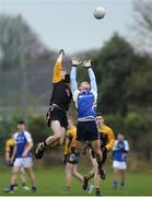 23 November 2016; James Holland of Colaiste Eanna in action against Cian Swaine of St. Patrick's College during the Top Oil Leinster Post Primary Schools Senior Football Championship Round 1 match between Colaiste Eanna and St Patrick's College at Ballyroan Crescent in Templeogue, Dublin. Photo by Eóin Noonan/Sportsfile