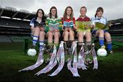 12 April 2011; The Tesco Junior All Ireland Post Primary Schools finals take place this Saturday 16th of April and players from the schools involved gathered in Croke Park today to launch the finals. The Junior A Final sees Glenamaddy C.S, Galway v Scoil Mhuire SS, Longford, while in the Junior B Final Coláiste Dún Iascaigh, Cahir, Tipperary take on Scoil Mhuire, Trim, Meath. Finally in the Junior C Final Presentation College, Athenry take on St. Joseph's from Navan. At Croke Park today are Junior team captains, from left, Siobhan Heffernan, Colaiste Dun Iascaih, Cahir, Tipperary, Aisling Sheridan, St.Joseph's, Navan, Meath, Laura Bagnall, Scoil Mhuire, Trim, Meath, Michelle Dunleavy, Presentation College, Athenry, Galway, and Leanne Keegan, Scoil Mhuire SS, Longford. Croke Park, Dublin. Picture credit: Brian Lawless / SPORTSFILE