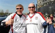 10 April 2011; Ulster supporters Mervyn Barkley, left, and Paul Entwhistle, both from Belfast, Co. Antrim, at the game. Heineken Cup Quarter-Final, Northampton Saints v Ulster, stadium:mk, Milton Keynes, Buckinghamshire, England. Picture credit: Oliver McVeigh / SPORTSFILE