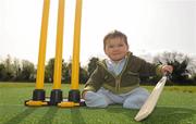 12 April 2011; Fingal County Council have completed construction of Dublin 15's first cricket pitch in Porterstown Park, Dublin 15, which will be the home of Clonee Cricket Club, and will groundshare with Metro St Brigids Athletics Club. At the opening is Justin Hamill, grandson of Fingal County Councillor Peggy Hamill. Porterstown Park, Castleknock, Co. Dublin. Photo by Sportsfile