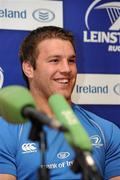 14 April 2011; Leinster's Sean O'Brien speaking during a press conference ahead of their upcoming Celtic League game against Ulster on Saturday. Leinster Rugby Press Conference, David Lloyd Riverview, Clonskeagh, Co. Dublin. Picture credit: Matt Browne / SPORTSFILE