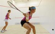 15 April 2011; Madeline Perry, Ireland, in action against Jacklyn Hawkes, New Zealand. Cannon Kirk Homes Irish Squash Open Semi-Final, Madeline Perry, Ireland v Jacklyn Hawkes, New Zealand, Fitzwilliam Lawn Tennis Club, Appian Way, Dublin. Picture credit: Matt Browne / SPORTSFILE