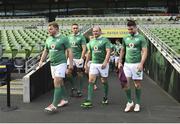 25 November 2016; Ireland's Finlay Bealham, left, Rory Best, centre, and Conor Murray ahead of the captain's run at the Aviva Stadium in Dublin. Photo by Ramsey Cardy/Sportsfile