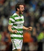 15 April 2011; Shamrock Rovers' Pat Sullivan celebrates after team-mate Ronan Finn scored their side's equalising goal in injury time. Airtricity League Premier Division, Bohemians v Shamrock Rovers, Dalymount Park, Dublin. Picture credit: David Maher / SPORTSFILE