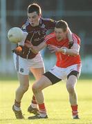 16 April 2011; Michael Boyle, Galway, in action against Peter Daly, Cork. Cadbury GAA All-Ireland Football U21 Championship Semi-Final, Cork v Galway, Cusack Park, Ennis, Co. Clare. Picture credit: Ray Ryan / SPORTSFILE