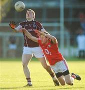 16 April 2011; Michael Boyle, Galway, in action against Peter Daly, Cork. Cadbury GAA All-Ireland Football U21 Championship Semi-Final, Cork v Galway, Cusack Park, Ennis, Co. Clare. Picture credit: Ray Ryan / SPORTSFILE