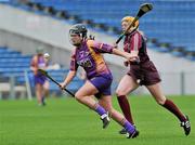 17 April 2011; Una Leacy, Wexford, in action against Sarah Dervan, Galway. Irish Daily Star Camogie League, Division 1, Final, Galway v Wexford, Semple Stadium, Thurles, Co. Tipperary. Picture credit: Brian Lawless / SPORTSFILE