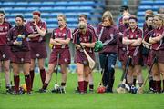 17 April 2011; The Galway players after defeat. Irish Daily Star Camogie League, Division 1, Final, Galway v Wexford, Semple Stadium, Thurles, Co. Tipperary. Picture credit: Brian Lawless / SPORTSFILE
