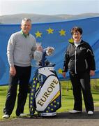 19 April 2011; European Solheim Cup captain Alison Nicholas ,right, along Shane Daly during a visit to  Belvoir Park Golf club, Belfast, Co Antrim, as part of a clinic on tour of the country which will see Nicholas visit 30 golf clubs as part of the Solheim Cup Club Ambassador Programme, a recruitment drive to encourage members to support Europe in the showdown against the USA in September. The Solheim Cup Club Ambassador Programme Golf Clinic - Belvoir Park Golf Club, Belfast, Co. Antrim. Picture credit: Oliver McVeigh / SPORTSFILE
