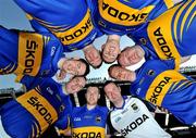 19 April 2011; Pictured at the announcement of Skoda as the new sponsor for Tipperary GAA and the unveiling of the new Tipperary GAA strip for 2011 are Tipperary hurlers, clockwise from bottom right, Brendan Cummins, Padraic Maher, Eoin Kelly, and Conor O'Mahony, with Tipperary footballers, clockwise top left, Hugh Coghlan, Brian Mulvihill, Paul Fitzgerald, and George Hannigan. The three year sponsorship agreement which begins following the 2011 National Leagues will see Skoda Ireland invest approx €200,000 per annum into the Premier County. The full sponsorship of Tipperary GAA covers both the hurling and football codes and includes all grades from minor to senior inter-county teams. As part of the sponsorship agreement, the new look Tipperary jersey was unveiled displaying the Skoda brand name. Croke Park, Dublin. Picture credit: Brian Lawless / SPORTSFILE