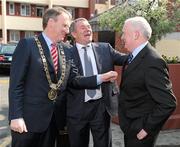 19 April 2011; The Lord Layor of Dublin, Cllr. Gerry Breen, with former Republic of Ireland international Ray Houghton and FAI President Paddy McCaul, when the UEFA President visited the Hardwicke  F.C. club, facilities and the Football for All Programme while in Dublin for the UEFA Europa League Trophy Handover in advance of the UEFA Europa League final, to be played at the Aviva Stadium on Wednesday 18 May. Hardwicke Street, Dublin. Picture credit: Ray McManus / SPORTSFILE
