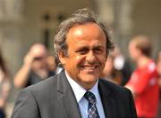 19 April 2011; UEFA President Michel Platini during the UEFA Europa League Trophy handover. Royal Hospital Kilmainham, Dublin. Picture credit: David Maher / SPORTSFILE