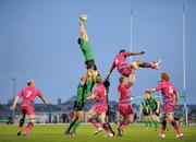 15 April 2011; Mike McCarthy, Connacht, wins possession for his side in a lineout ahead of Maama Molitika, Cardiff Blues. Celtic League, Connacht v Cardiff Blues, Sportsground, Galway. Picture credit: Barry Cregg / SPORTSFILE