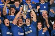 20 April 2011; St Marys College RFC captain Mark Donnellan, right, and Gareth Logan lift the cup. Newstalk Metropolitan Cup Final, St Marys College RFC v UCD. Donnybrook Stadium, Donnybrook, Dublin. Picture credit: Matt Browne / SPORTSFILE