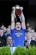 23 April 2011; Longford captain Paul Barden lifts the cup. Allianz GAA Football Division 4 Final, Longford v Roscommon, Croke Park, Dublin. Picture credit: Barry Cregg / SPORTSFILE