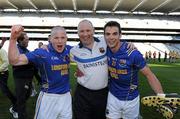 23 April 2011; Longford manager Glenn Ryan with Dermot Brady, left, and Bernard McEvaney after the game. Allianz GAA Football Division 4 Final, Longford v Roscommon, Croke Park, Dublin. Picture credit: Ray McManus / SPORTSFILE